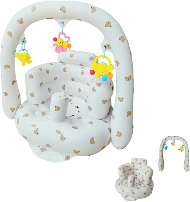 Detalle 2 de Pink Flower Tray Baby Inflatable Seat (4–24 Months) with Built-in Air Pump & Back Support