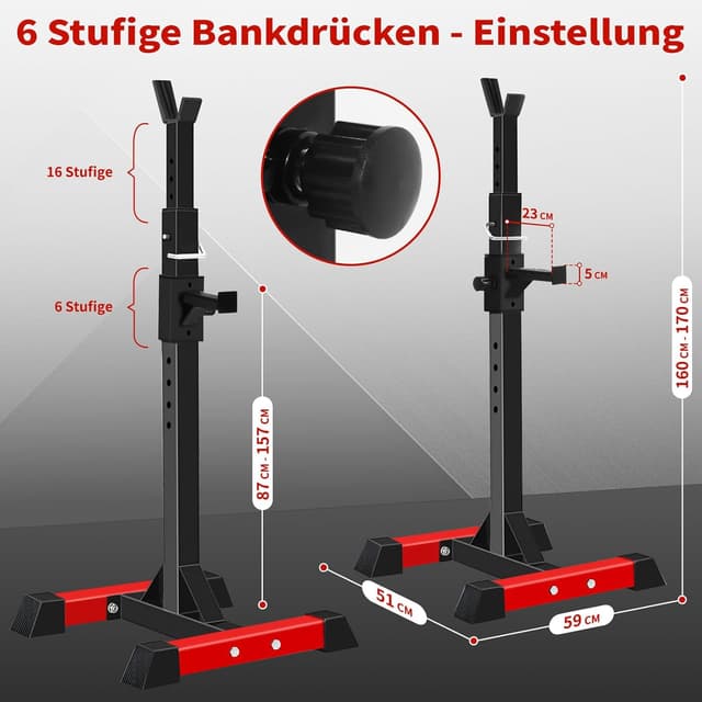 Thumbnail 6 de ISE Squat Rack Hantelständer mit 6-fach höhenverstellbarem Langhantelständer (bis 200 kg)
