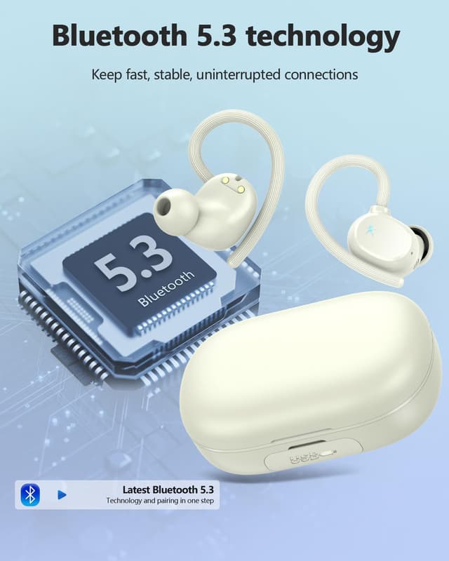 Detalle de Lekaby Bluetooth Sport-Kopfhörer „2026“ In-Ear mit Bluetooth 5.3, HD-Mikro, IP7 und Ohrhaken