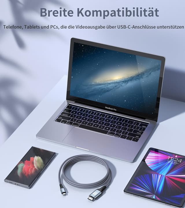 Thumbnail 6 de sweguard Cavo USB-C a HDMI 4K 2 m: adattatore per trasferire lo schermo dal dispositivo con USB‑C/Thunderbolt
