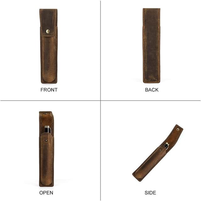 Detalle de CONTACTS Handmade Genuine Leather Pen Case – Vintage pen pouch holder