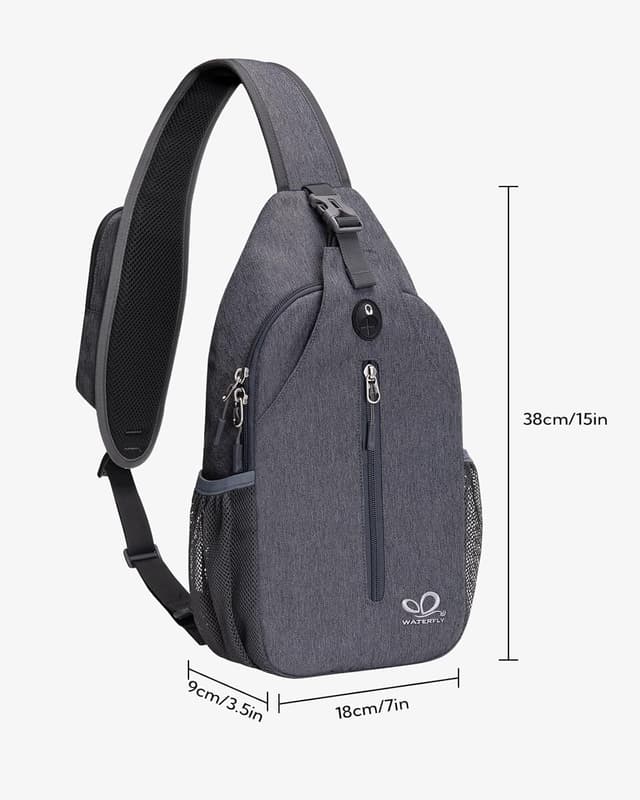 Detalle de WATERFLY Sling Rucksack Sling Bag – verstellbare Umhängetasche für Alltag & Wandern