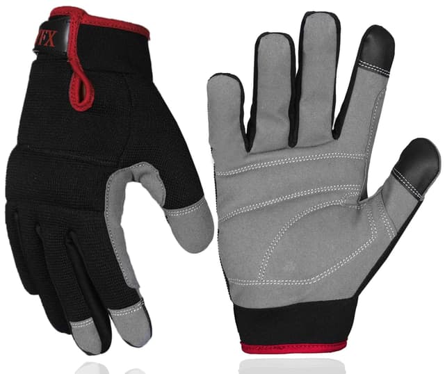 Detalle de WFX Men’s Utility Work Gloves with Touchscreen & Padded Knuckles (L, Red)