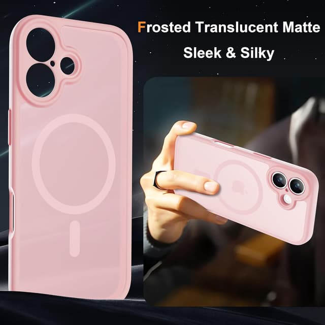 Detalle de ORETECH Magnetic Case for iPhone 17 6.3" (Light Pink) with MagSafe ring and 2x HD tempered glass screen protectors