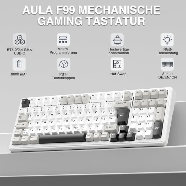 Detalle 2 de AULA F99 8000mAh Wireless Gaming Tastatur