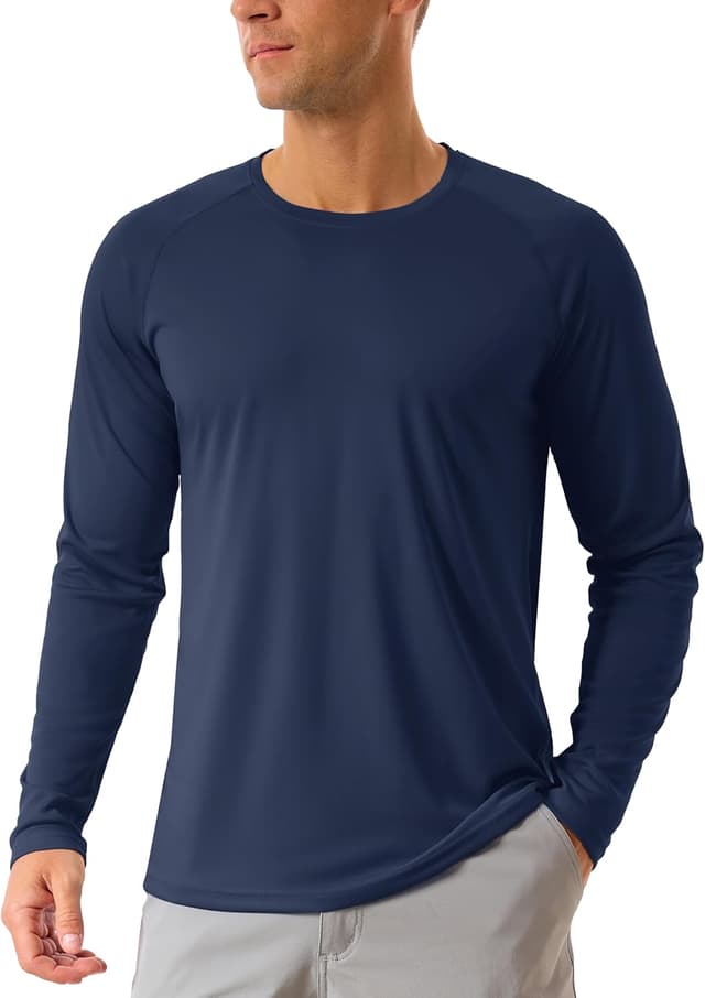 Detalle de TACVASEN Men’s UPF 50+ UV Protection Long Sleeve T-Shirt (Raglan, Lightweight)