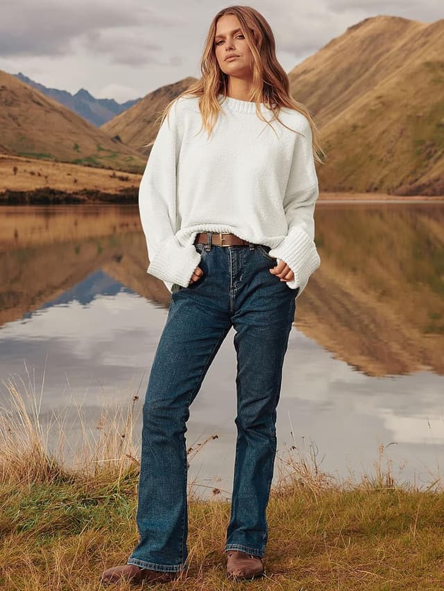 Thumbnail 6 de ANRABESS Oversized Fuzzy Knit Long-Sleeve Sweater for Women