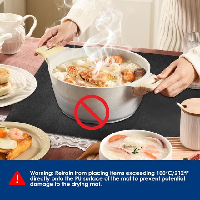 Detalle 2 de KitchenRaku tappetino per macchina caffè 40x50 cm: scolapiatti assorbente da cucina (nero)