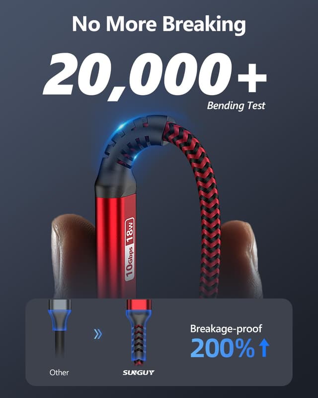 Detalle 2 de SUNGUY Câble USB-C coudé 90° 25 cm, USB 3.1 Gen 2 jusqu’à 10 Gbps