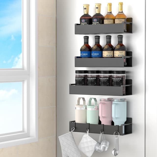 Imagen de HuggieGems 4 Pack Magnetic Spice Rack Organizer for Refrigerator 🧂 en OfertitasTOP