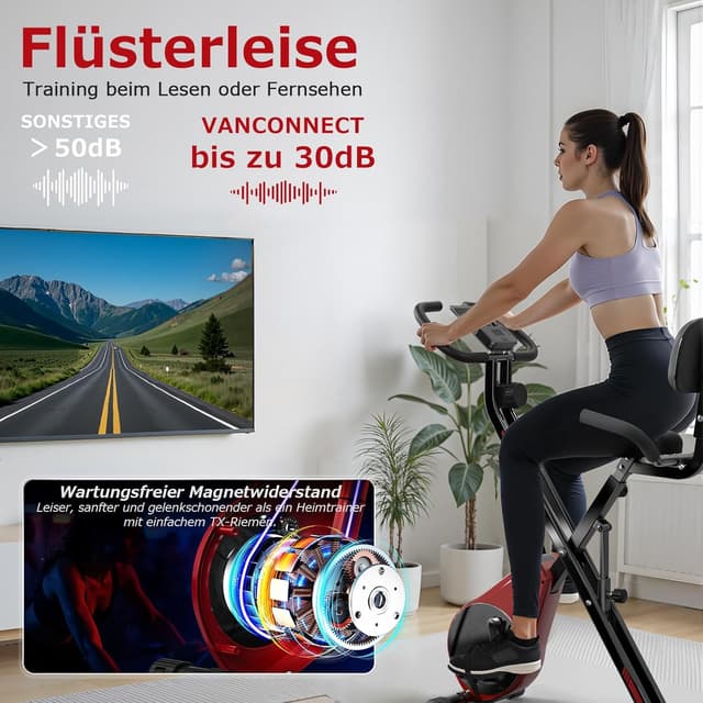 Thumbnail 6 de vannect Heimtrainer Fahrrad klappbar mit 16 Stufen Magnetwiderstand, Pulssensor & LCD
