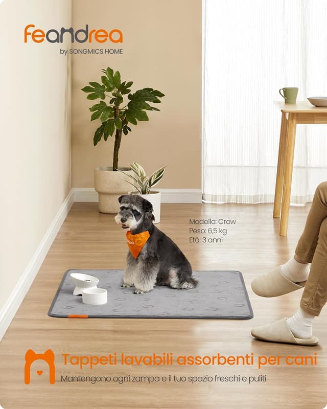 Detalle de Feandrea PTD002G01 – Set di tappeti riutilizzabili per addestramento cani e gatti, impermeabili e antiscivolo, 91 x 86 cm (2 pezzi)
