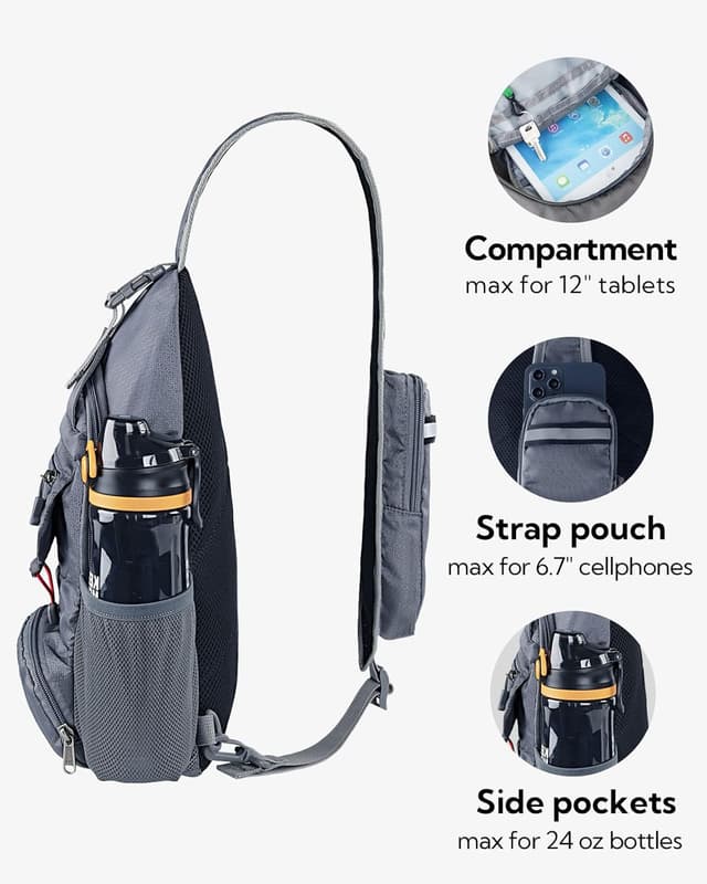 Detalle 2 de Waterfly Brusttasche Sling Bag Klein – faltbare Crossbody-/Slingbag mit Nylon und verstellbarem Schultergurt