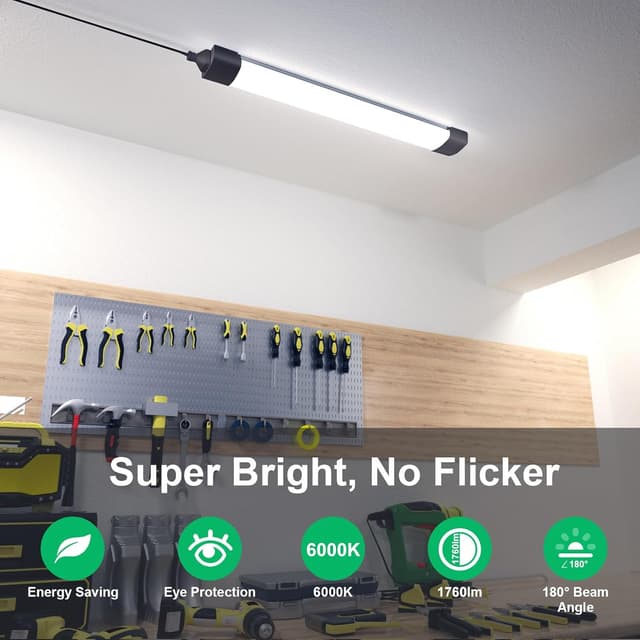 Detalle de Amdelne 6000K 1.4FT LED Batten Light (16W) with Plug, IP65 connectable strip for garages and workshops
