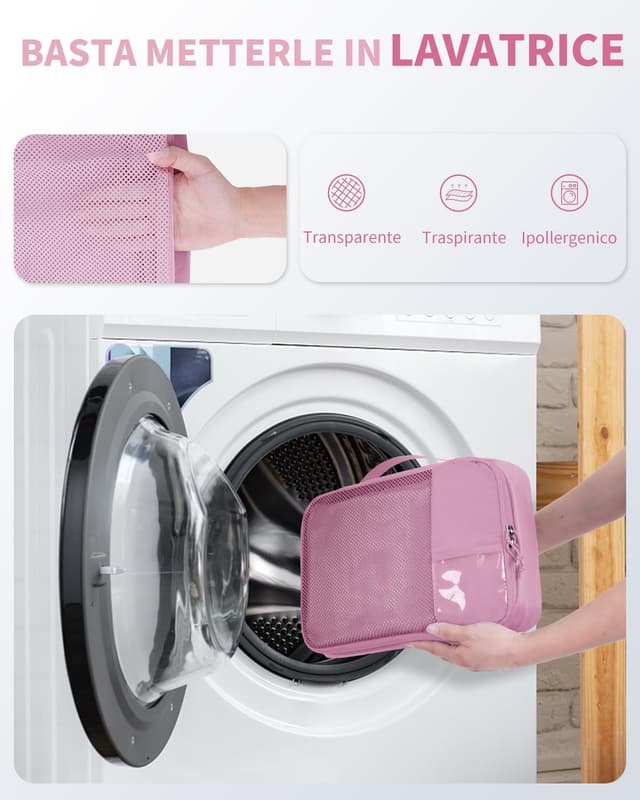 Thumbnail 6 de ECOHUB Organizer valigia 6 pezzi con tasca etichetta e tessuto ripstop (rosa)