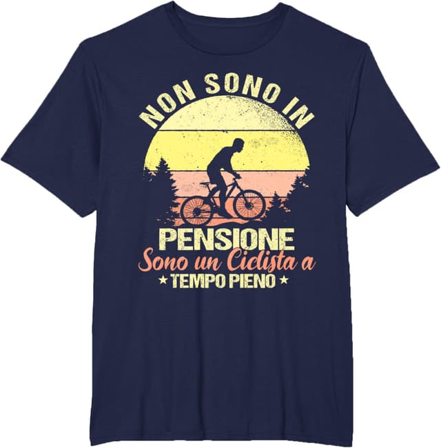 Detalle de T-shirt “Non sono in pensione sono un ciclista a tempo pieno” uomo