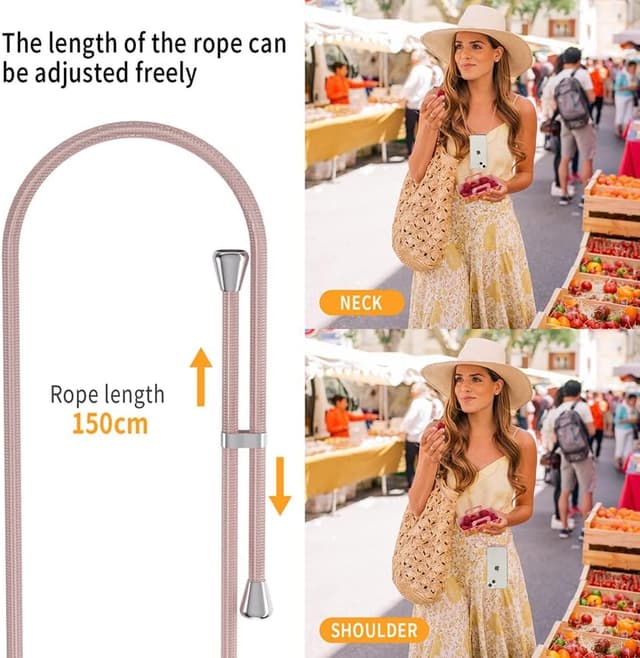 Detalle 2 de XTCASE Coque pour iPhone 13 transparente avec cordon tour de cou