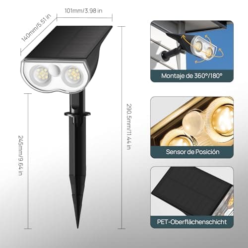 Thumbnail 7 de Linkind 1000Lm 💡 Luces solares exteriores con sensor, 4 piezas