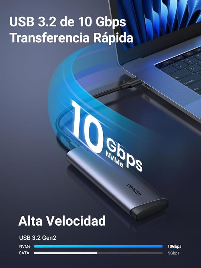 Detalle 1 de UGREEN Carcasa SSD M.2 NVMe 10Gbps 💾
