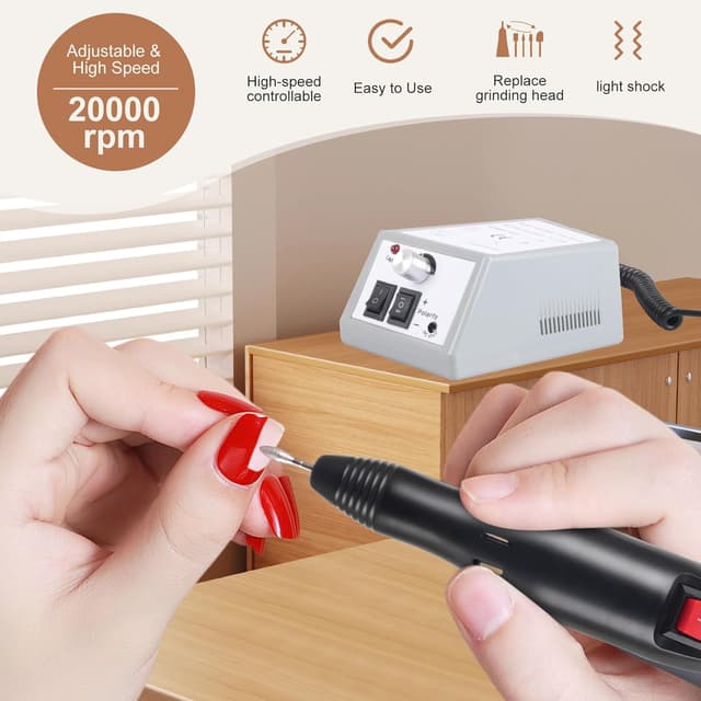 Detalle de Thotvend Ponceuse à ongles électrique professionnelle 20000 RPM – kit avec 6 embouts