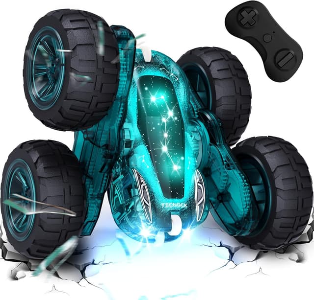 Detalle de Tecnock Remote Control Car (2.4GHz) with USB-C Easy Charging, 4WD 360° Stunt Car