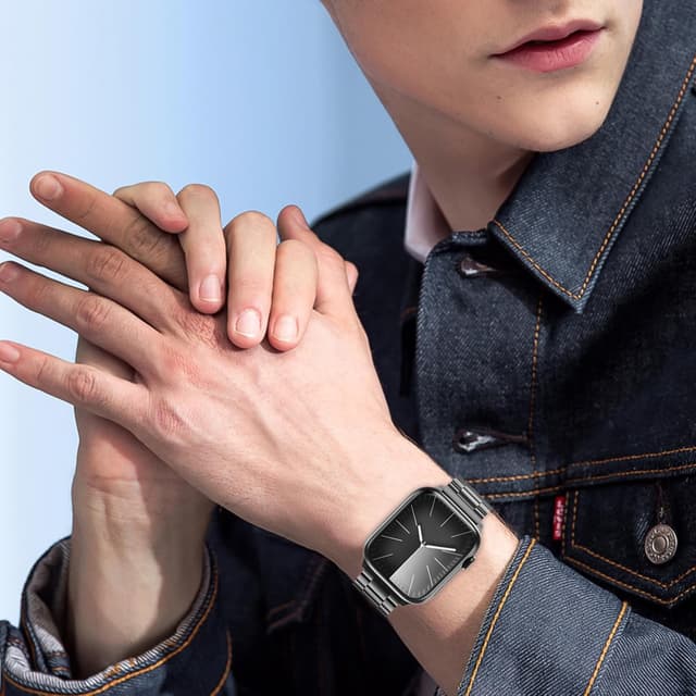 Thumbnail 6 de Snyeest 2-Pack Stainless Steel Apple Watch Replacement Bands (Black + Gold) for 49mm/46mm/45mm/44mm/42mm