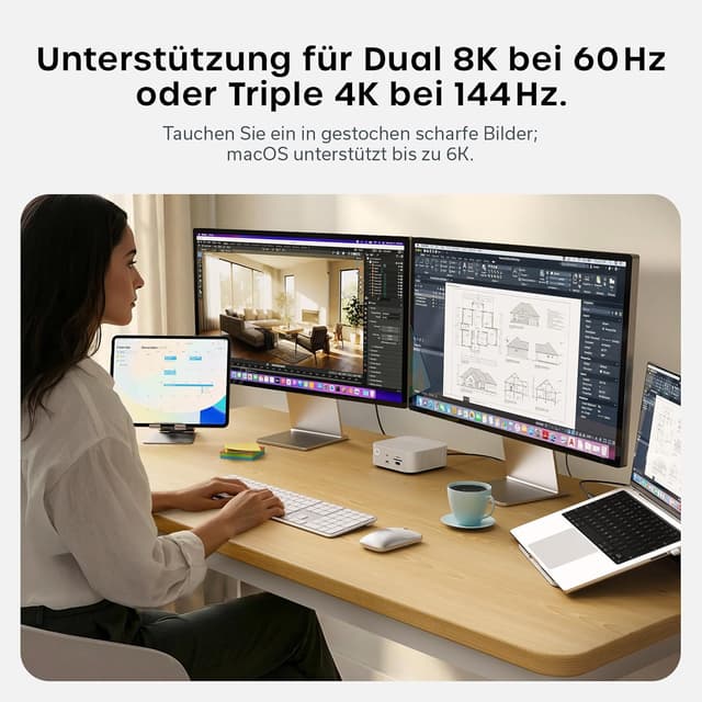 Detalle 2 de SATECHI zertifiziertes Thunderbolt-5 Kabel (240W PD) – 120 Gb/s, Dual 8K/60 Hz & Triple 4K/144 Hz