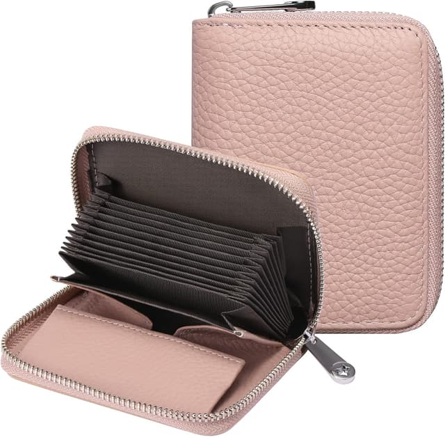 Detalle de SENDEFN Damen-Geldbörse aus Leder mit Reißverschluss, RFID-Schutz und 12 Kartenfächern (Kurzformat)