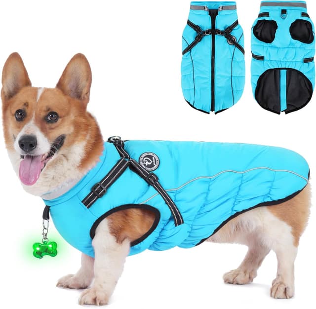 Detalle de HezzLuv Hundemantel Winter – wasserdicht & winddicht mit Geschirr und reflektierenden Streifen