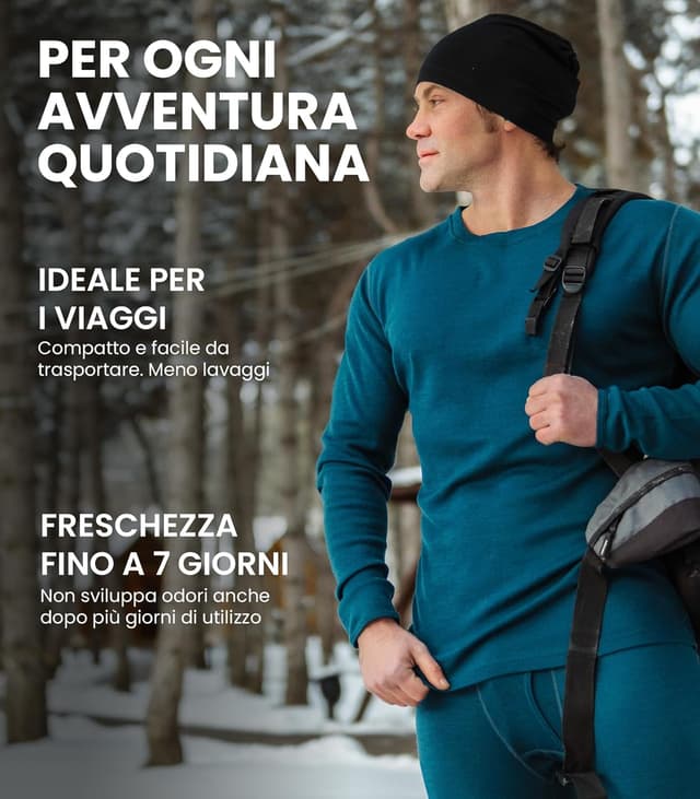 Detalle de Merino.tech Maglia Termica in Lana Merino Uomo 100% (leggero/medio/pesante) con calzini in omaggio
