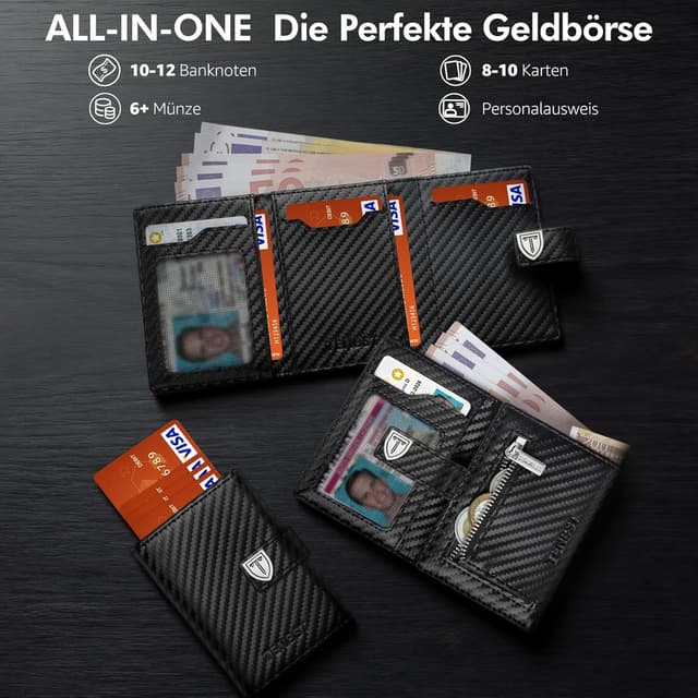 Detalle 2 de TENBST Ultradünne Geldbörse Herren 10 Karten
