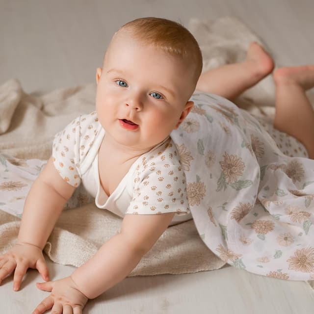 Detalle de GLLQUEN BABY Musselintücher (70 x 70 cm) im 6er-Pack – Spucktücher aus Bambus und Baumwoll-Musselin