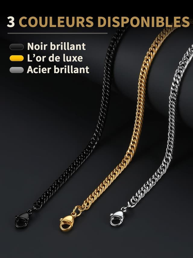 Thumbnail 6 de FindChic Collier chaîne cubaine pour homme en acier inoxydable 346L, style hip hop streetwear (largeurs 3/6/9/12 mm)