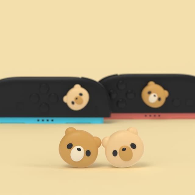 Detalle 2 de PlayVital 4pc Thumb Grips for Nintendo Switch 2 Joycon 2 in kawaii silicone – Cozy Bear set