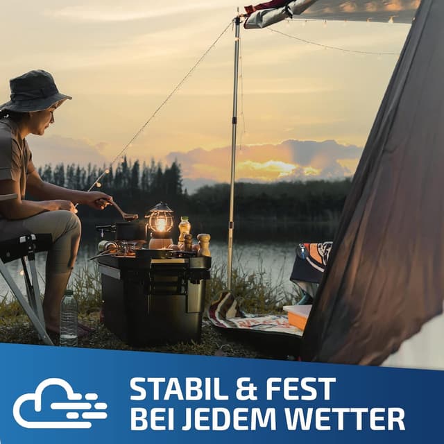 Detalle 2 de Blaustein Zeltstangen 2er-Set – Teleskopstangen für Sonnensegel, Tarp & Zelt (94–235 cm)