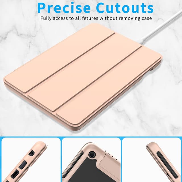 Detalle de Mansiruyi Slim Trifold Smart Case for 8-inch Tablets (Rose Gold) — auto sleep/wake stand