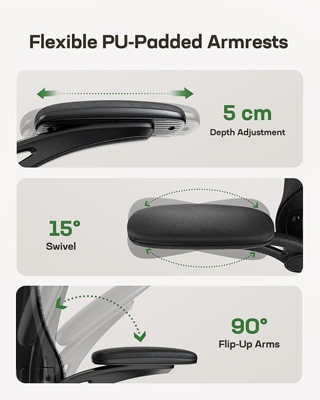 Thumbnail 6 de Marsail Silla de oficina ergonómica con soporte lumbar ajustable