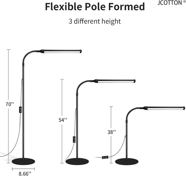 Detalle de Lampadaire LED JCOTTON pour salon : lumière froide/chaude, intensité réglable et col flexible