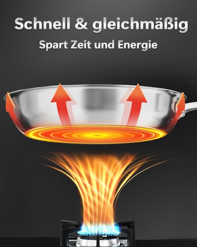 Detalle 2 de Abijan Edelstahlpfanne 28 cm mit Deckel (unbeschichtet, 18/10) – titanverstärkter Boden bis 250 °C