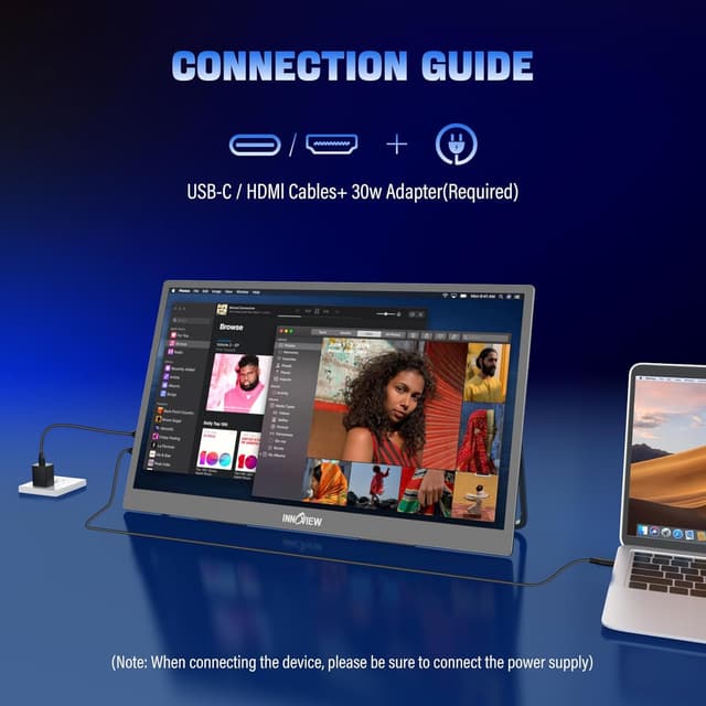 Detalle de InnoView 2K Portable Monitor 18.5" (2560x1440 QHD) 120Hz USB-C & HDMI