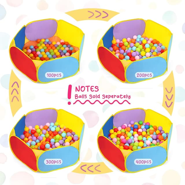 Detalle de Eocolz Kids Large Pop-Up Ball Pit Tent with Basketball Hoop (1M Multicolour, Balls Not Included)