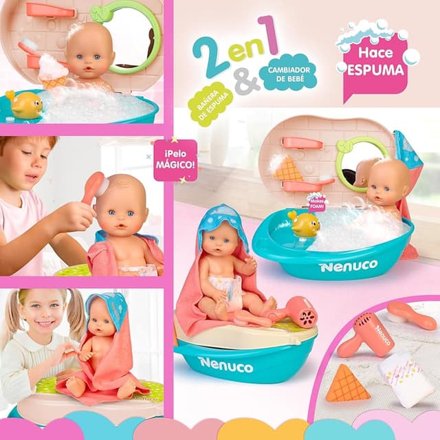 Thumbnail 6 de Nenuco NFNA0000 muñeco baño 35 cm, bañera 2 en 1