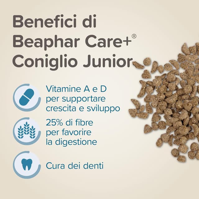 Detalle 2 de Beaphar CARE+ Jr. Rabbit da 1,5 kg: mangime per giovani conigli