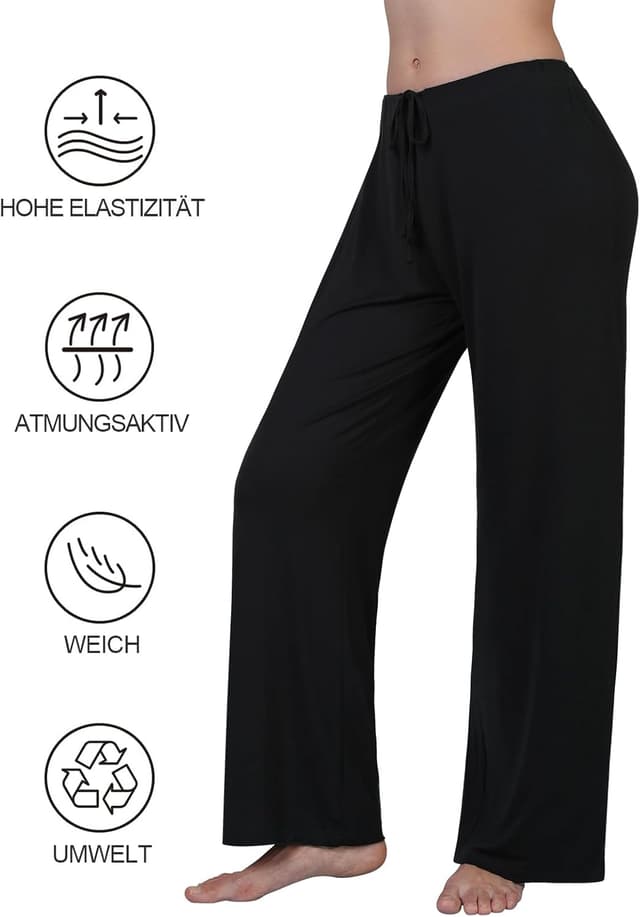 Detalle de Komfokore Freizeithose Damen Lounge-Hose aus Modal mit Kordelzug und Taschen (Schlafanzughose)