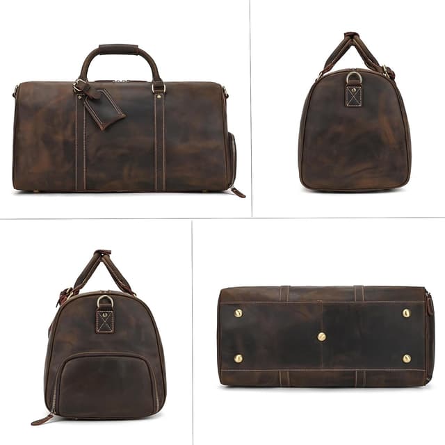 Detalle 2 de LUUFAN Leather Travel Bag Large Capacity Duffel with Shoe Compartment