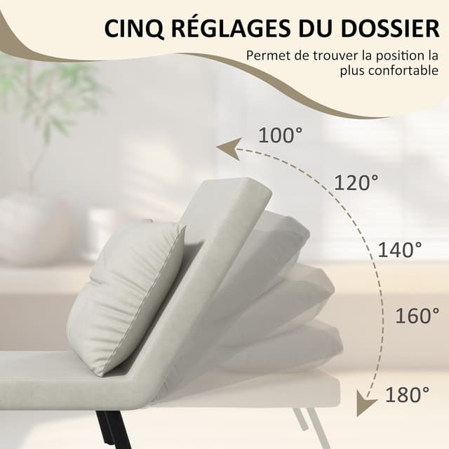 Thumbnail 4 de HOMCOM Fauteuil convertible 1 place