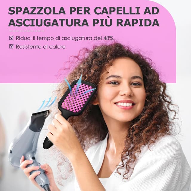 Detalle 2 de SHINLEA Spazzola districante per capelli bagnati e asciutti