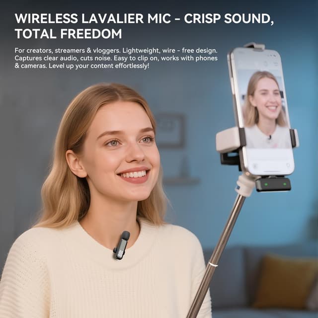 Detalle de XIXIXIAXIA kabelloses Lavalier Mikrofon mit LED-Batterieanzeige (Clip-on, Schwarz)