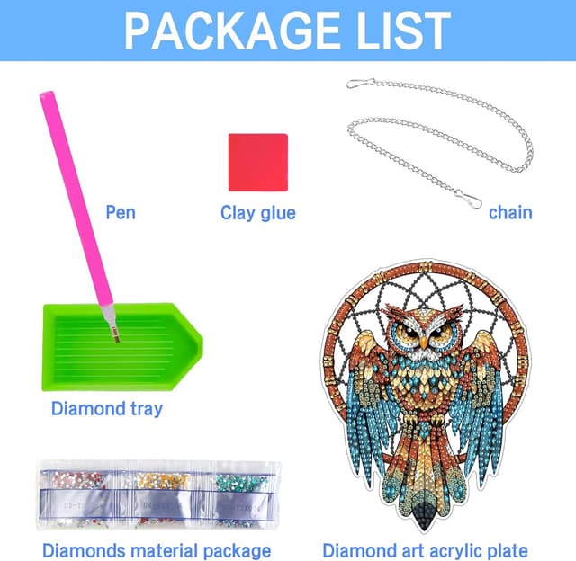 Thumbnail 2 de VAIIEYO 5D Diamond Painting Anhänger Eule