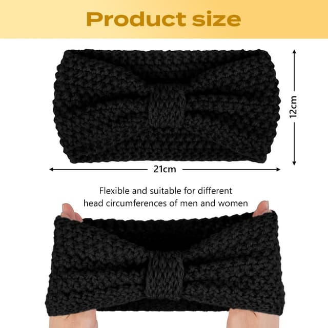 Detalle de LOPHE Winter Stirnband für Damen & Mädchen (2er-Set), gestrickt, warm & elastisch